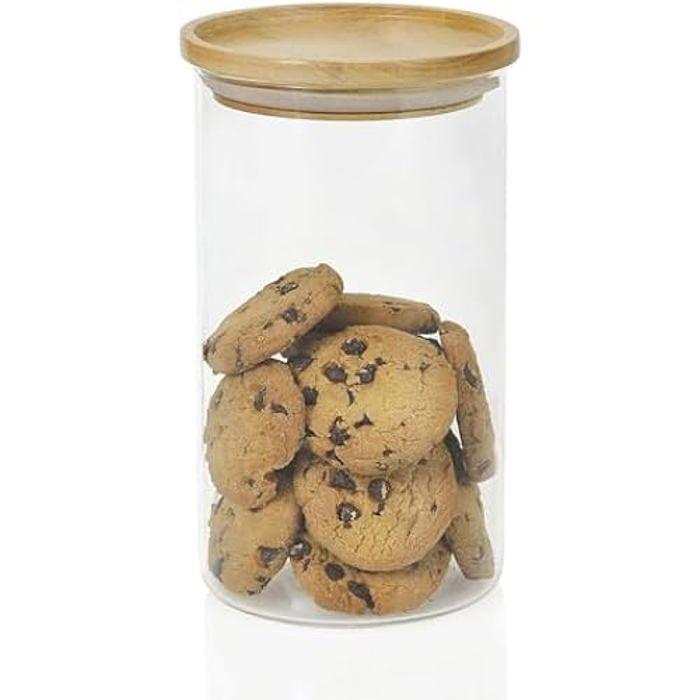 Glass and Wood Jar - ANDREA HOUSE - Model Cc16204 - Ø9.5 Cm - Height 17.5 Cm - Elegant and Practical