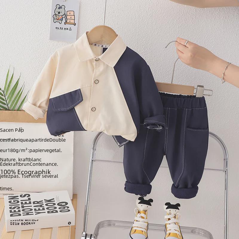 Стильный комплект рубашек с длинными рукавами для мальчиков на весну и осень 2023 г.