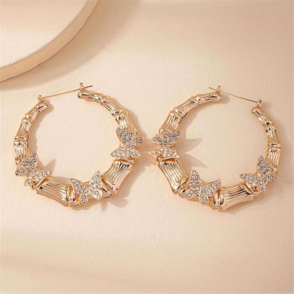 Stylish Butterfly Circle Earrings Drop Earrings Comfortable Ear Jewelry Alloy Texture Suitable for Daily and Party Wear