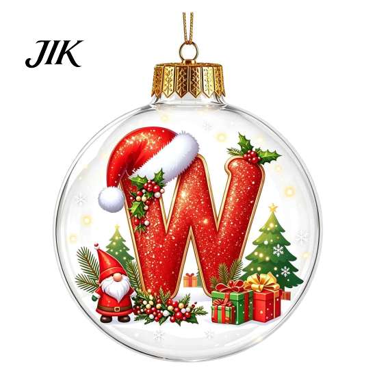 Creative DIY Christmas Ornaments 26?Letter Acrylic Ball Ornament, 3D Crystal Style Alphabet Winter Holiday Party Supplies Hanging Pendant, Xmas Tree