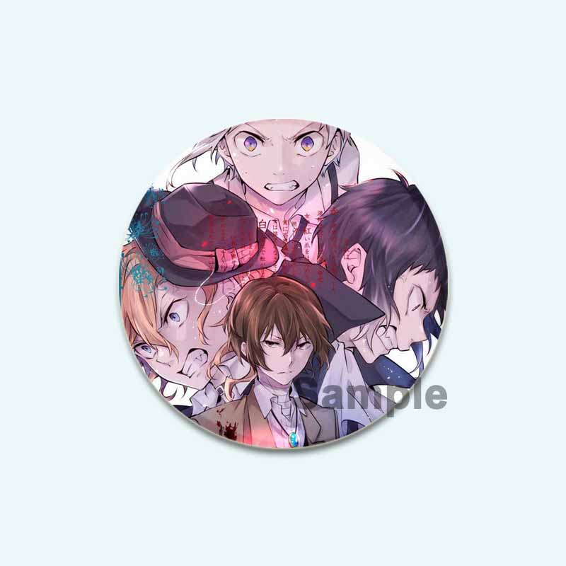 32/44/58 мм мультфильм бродячие собаки Банго HD печать брошь аниме значок вооруженное детективное агентство Дадзай Осаму круглая витрина броши булавка на лацкан ювелирные изделия
