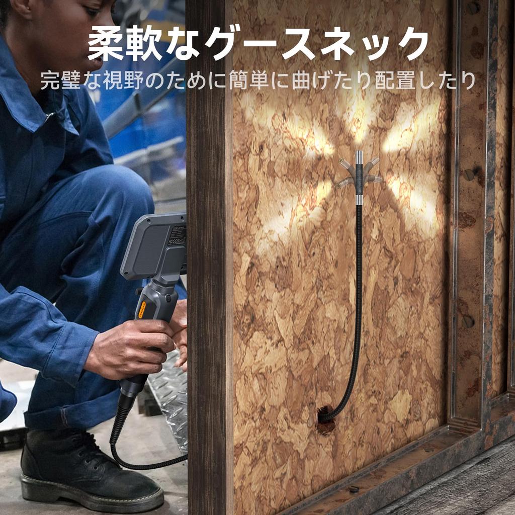 Teslong Adjustable Tip Bidirectional Industrial Endoscope Camera with IPS IP67 Waterproof Inspection 32G SD HD Digital LED Inspection Industrial