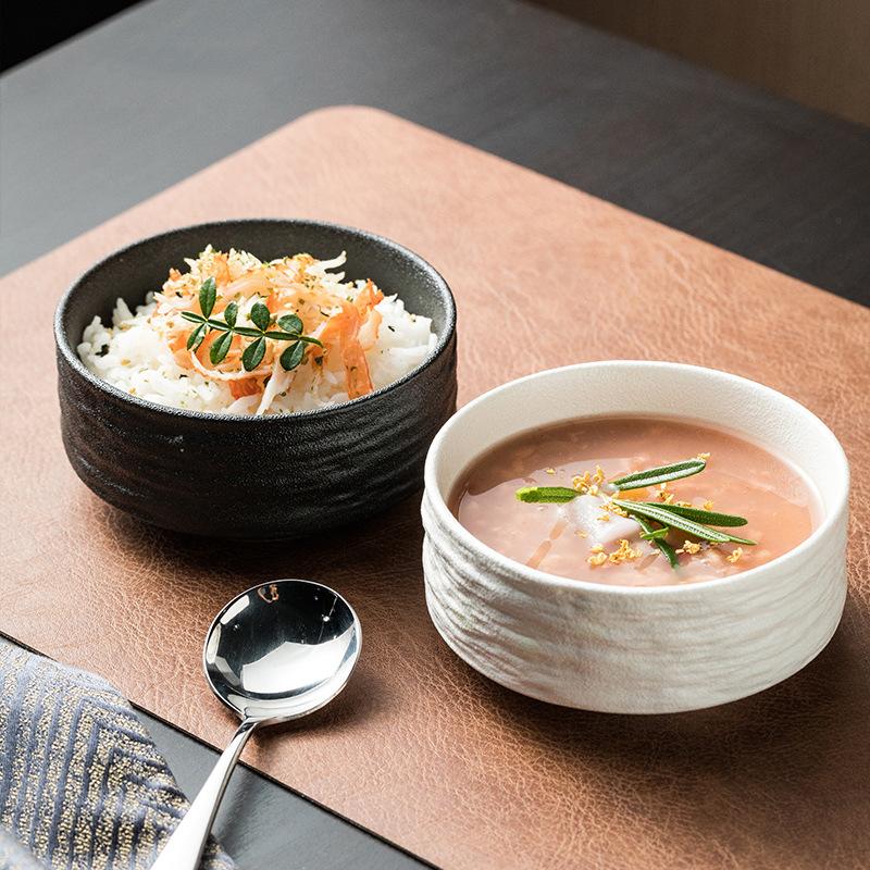 Креативная миска с узором камня для домашнего использования, новая керамическая десертная черная миска