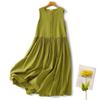Summer New Cotton and Linen Natural Style Large Skirt Sleeveless French Dress