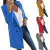 Solid Color Fashion Women Long Sleeve Lapel Slim Fit Pocket Button Overcoat