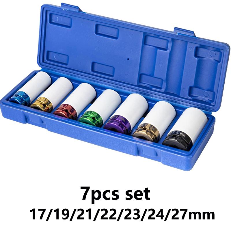 Colour Hex Sockets Pneumatic Wrench Tire Screw Sleeve 1/2" Air Gun Tire Protection Impact Nut Socket Car Garage Repair Tool Kit