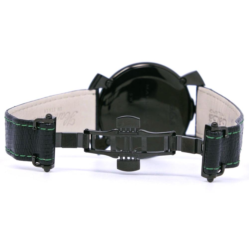 Gaga Milano Manuare Singh Watches 5092 black blackDial Stainless Steel/leather Quartz Analog display mens Used