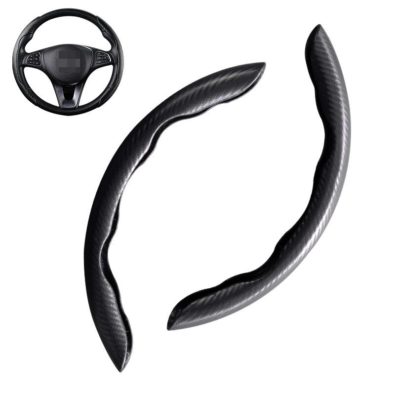 2Pcs Car Steering Wheel Cover Carbon Fiber Steering Wheel Booster Non-Slip Car Handle Protective Cover Car Interior Accessories