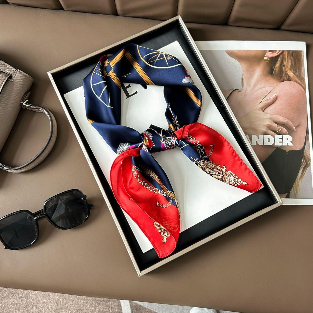 Шелковый шарф премиум-класса с принтом в корейском стиле - Универсальный модный аксессуар