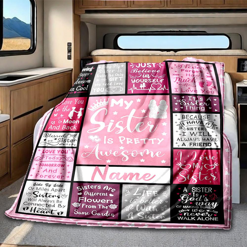Sister Love Rv Blanket Soft Comfortable Lightweight Perfect For Travel Camping Picnics Sofa Rv Bed Living Room Ideal Gift For Friends Family