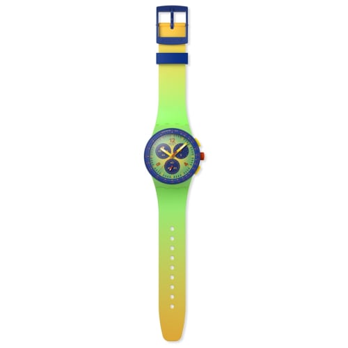 Swatch New Chrono Plastic Flowing Freshly Watch (SUSG101) for Unisex Adults