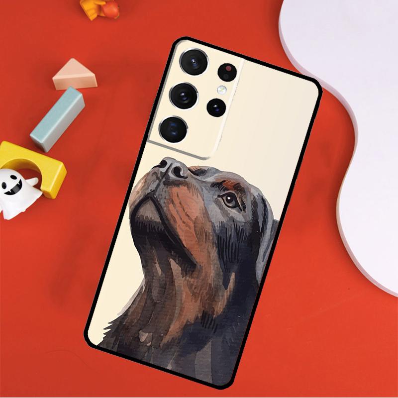 Cartoon Rottweiler Dog Phone Case For Samsung Galaxy S25 Ultra S24 Ultra S9 S10 S20 S21 S22 S23 Plus S24 FE Cover
