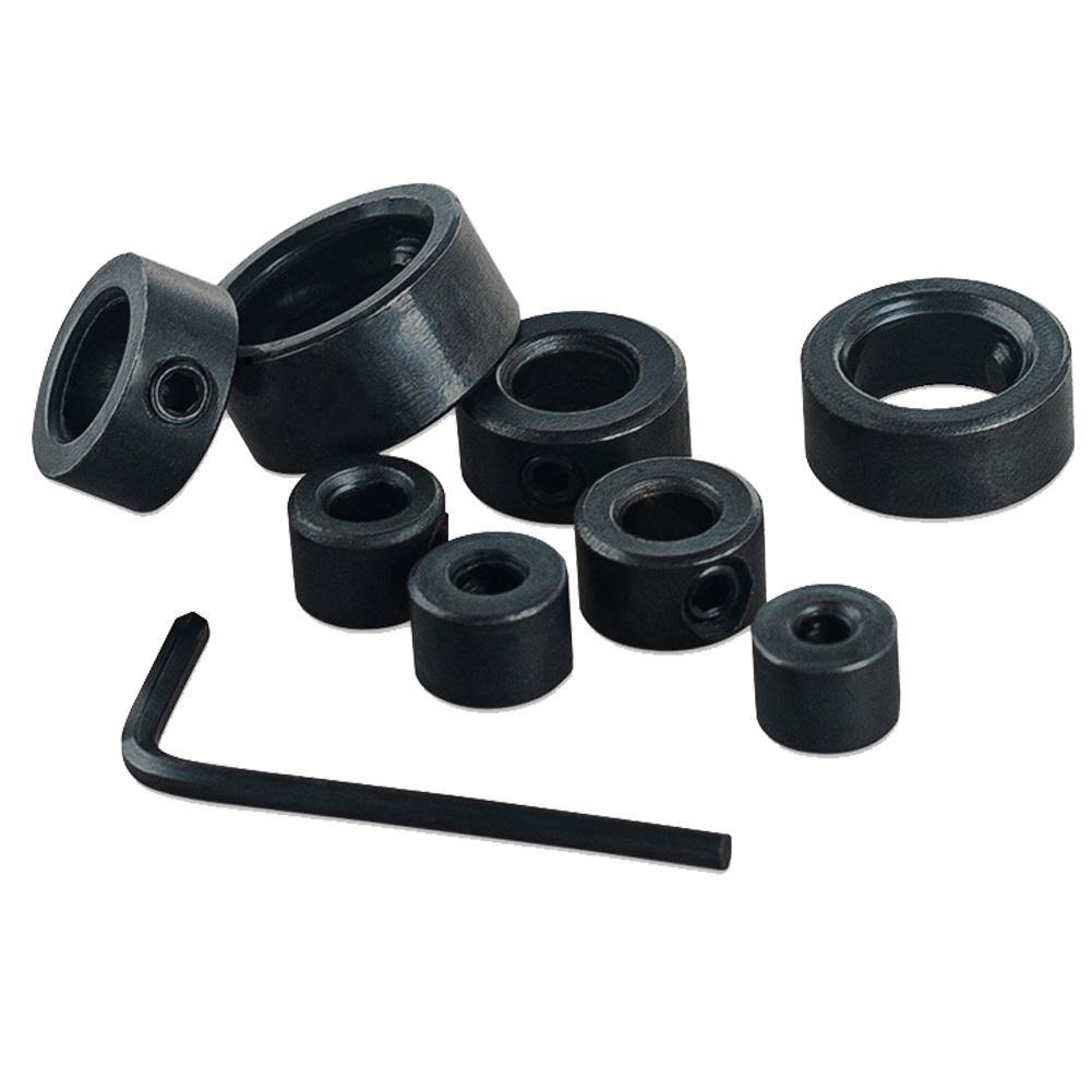 Drill Depth Stop Bit Collar Set Adjustable Positioner W/ Allen Wrench Drill Stop Bit Collar Set To Tighten The Stops Set-Screws