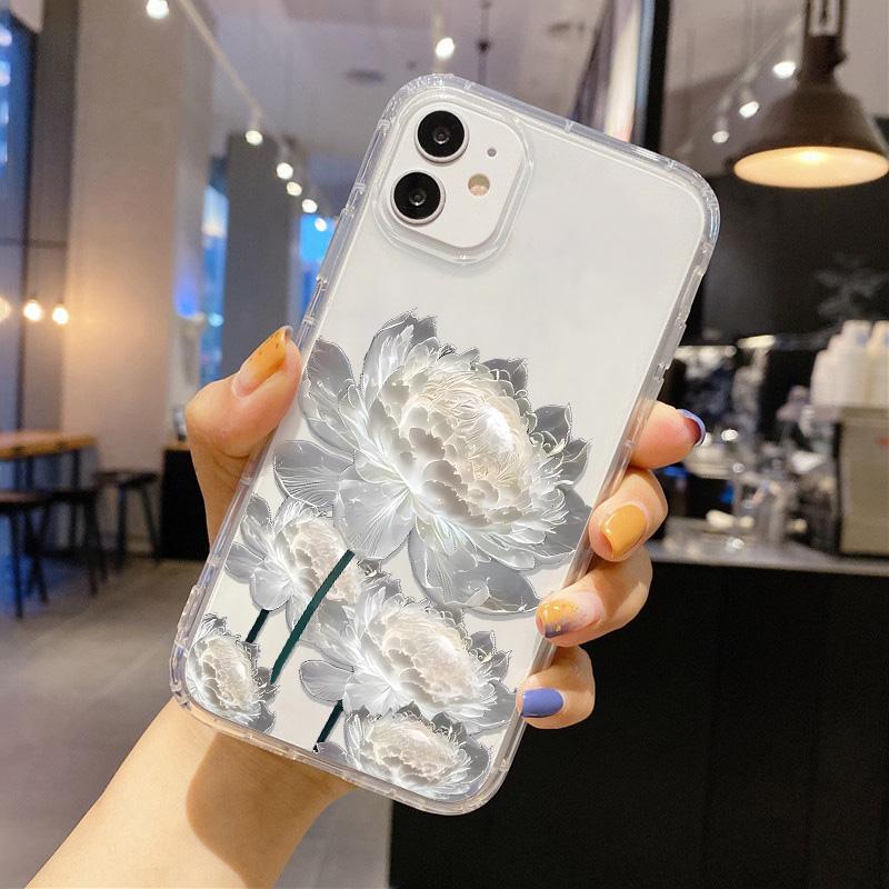Цветочный чехол для iPhone 17 Pro Чехол iPhone 14 15 13 11 12 16 Pro Max Air 7 8 Plus XR SE Мягкий силиконовый прозрачный чехол