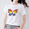Модная женская футболка классического цвета с принтом бабочки, универсальная повседневная удобная футболка с круглым вырезом для пригородных поездок