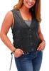 Classic Button 100% Waistcoat Black Women Vest Coat Western Lambskin Leather