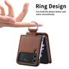 Anti-Falling Finger Ring Card Holder Leather Case for Samsung Galaxy Z Flip 4 Flip4 5G Flip3 Flip5 Flip 3 5 Zflip3 Phone Cover