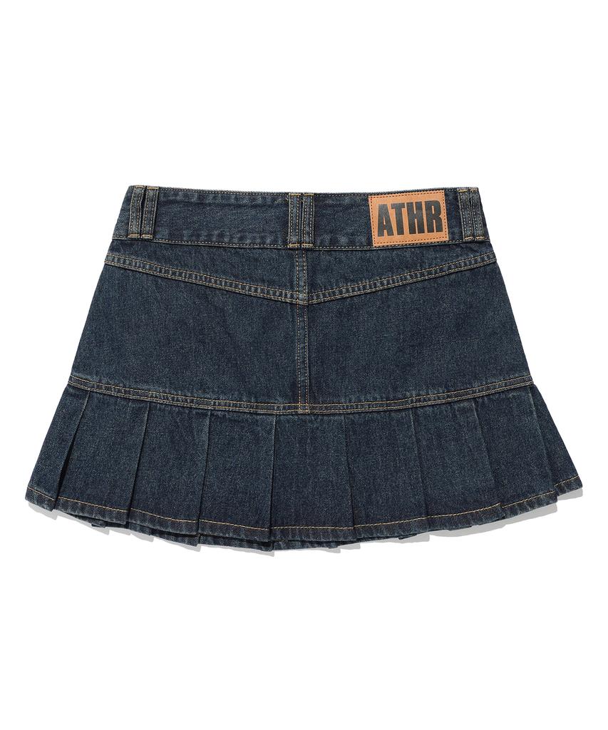 Andy Other Pleated Denim Mini Skirt Blue