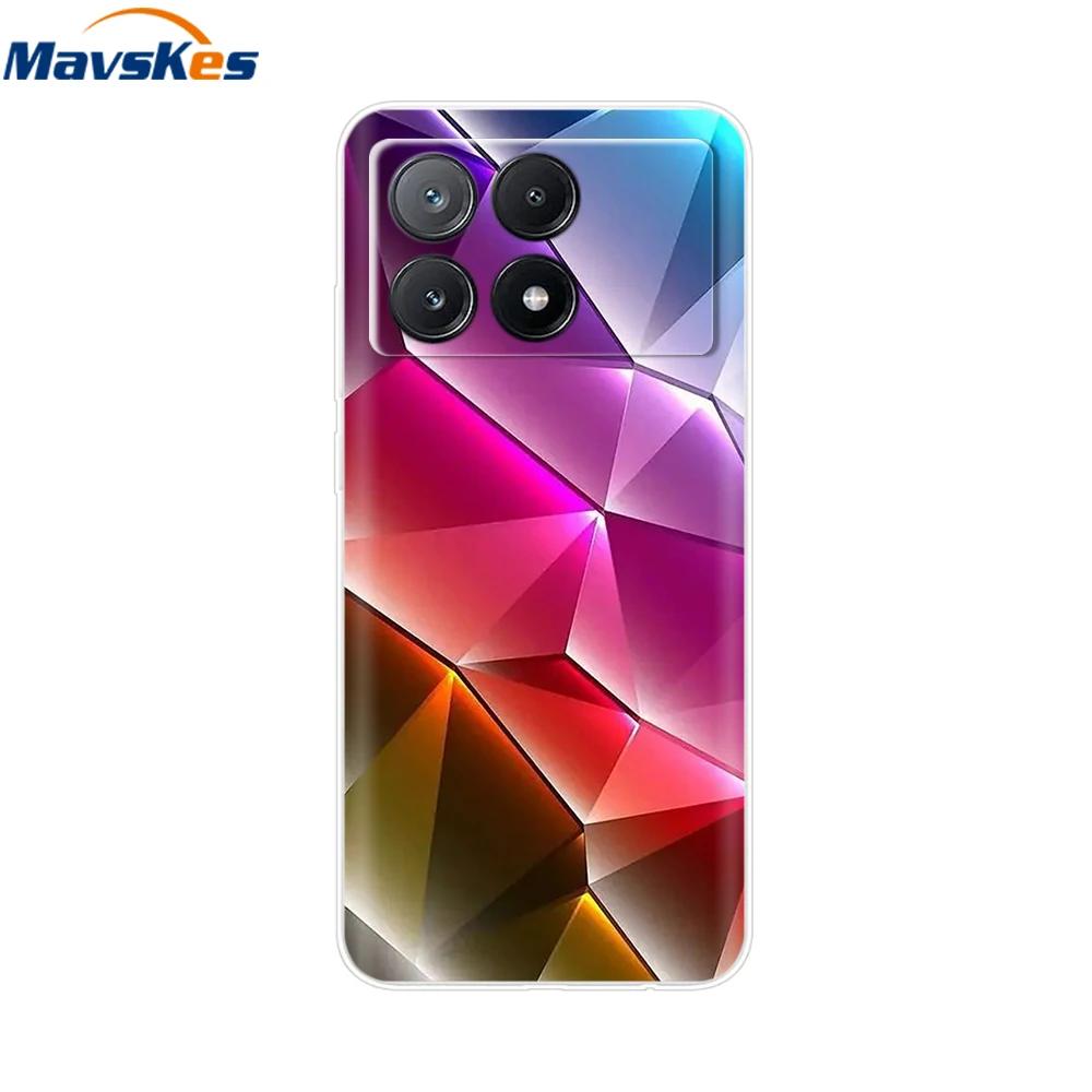 Чехол для Xiaomi Poco X6 Pro Мягкий окрашенный ТПУ чехол для телефона Для Xiomi Poco X6 PocoX6 Pro 5G Силиконовый чехол Цветочный Fundas Защитный