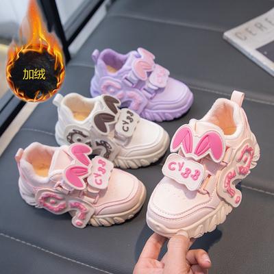 Девочки спортивные хлопковые туфли детские бархатные кожаные папины туфли милые мультяшные кроличьи ушки туфли принцессы осень и зима две хлопковые туфли