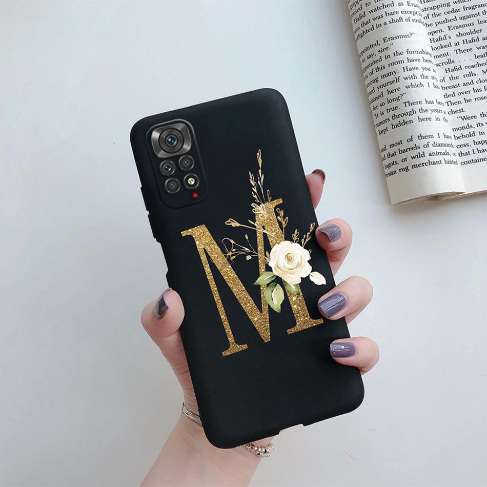 Чехол для Xiaomi Redmi Note 11 Pro Роскошный Чехол с Именем Буквой Алфавита для Телефона для Xiaomi Redmi Note 11 11S Note11 Pro 5G Чехол