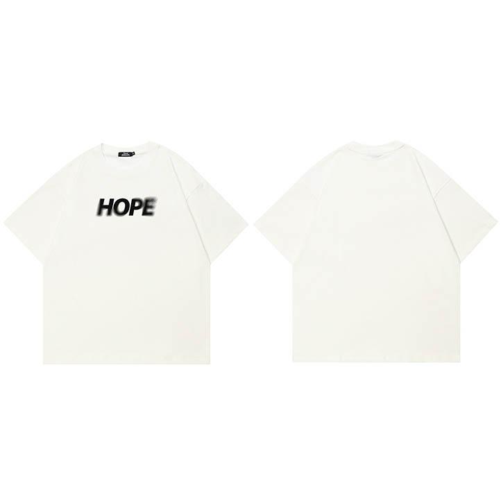2026 Hot Sale Men Women Minimal Blur HOPE Letter Graphic T Shirt Simple Text Print Unisex Cotton Crew Neck Short Sleeve Casual Street Oversized Tee