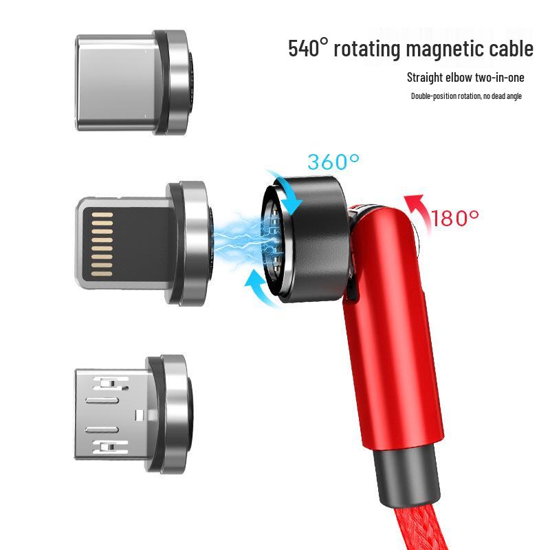 Магнитный кабель USB-C/Android на 7 контактов 3A для быстрой зарядки 540° с поворотным изгибом