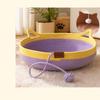 Round cotton rope cat's nest woven scratching board breathable four seasons pet bed with play ball bohemian S size