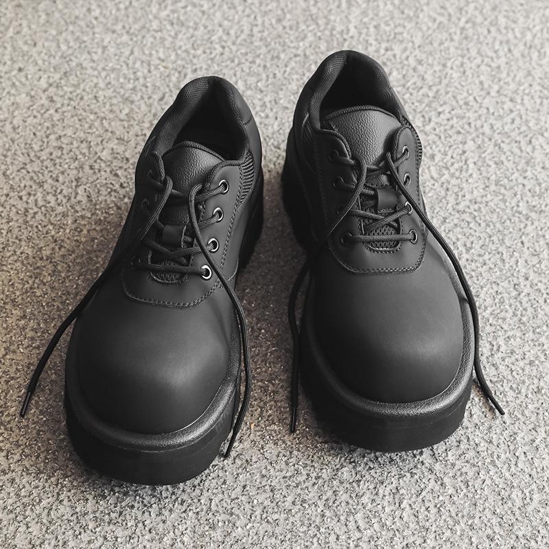 Матовые туфли Дерби мужские, для пожилых людей, с большой головой, черные, с толстой подошвой, увеличивающие высоту, кожаные туфли для поездок на работу 60701-J