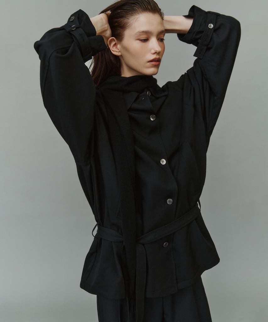 SIYAZU Siot4203 Oversized Fluid Belted Jacket_Black