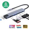 8-в-1 USB C HUB Type C Splitter 4K Thunderbolt 3 док-станция для ноутбука адаптер для Macbook Air M1 iPad Pro RJ45 HDMI компьютер
