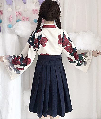 Taisho Roman Hakama Японское кимоно Платье Длинное Цветочный Узор Лолита Одежда Лолита Большой Размер Свободный Милый Черный Красный Цветочный Узор Простой Готический Лолита