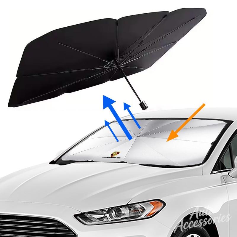 AFUHD1 Car Sunshade Umbrella Retractable Sunscreen Heat Insulation Front Windshield Parasol For Porsche Panamera Boxster Cayman sticker