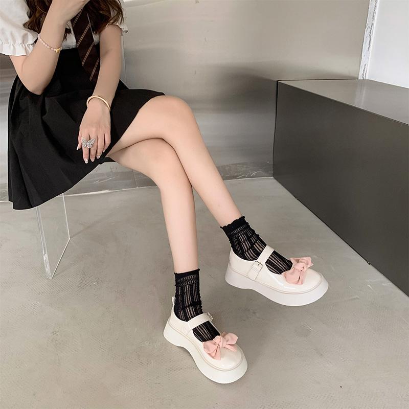 2024 Весна и Осень Новые Милые Модные Повседневные и Удобные Туфли Мэри Джейн Однотонные Круглые Носки Толстые Каблуки Женские Туфли