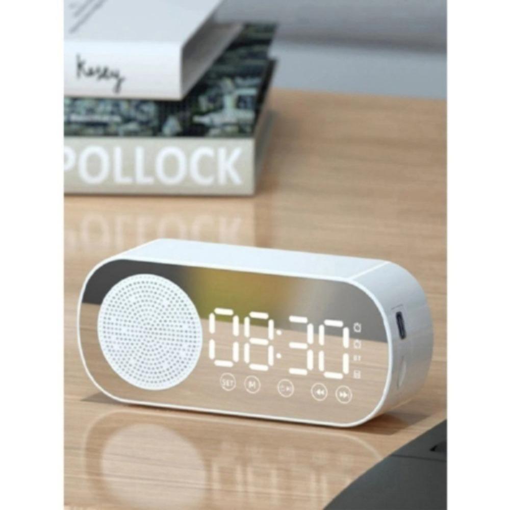 Новые настольные часы с динамиками Bluetooth, FM-радио, будильник, Hi-Fi звук, HD-зеркальный экран, поддержка TF-карт, домашние часы рядом