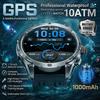 Новые GPS-смарт-часы для мужчин с большой батареей 1000 мАч, 10 ATM, водонепроницаемые, прочные, военные, с отслеживанием маршрута на карте, Bluetooth-звонком