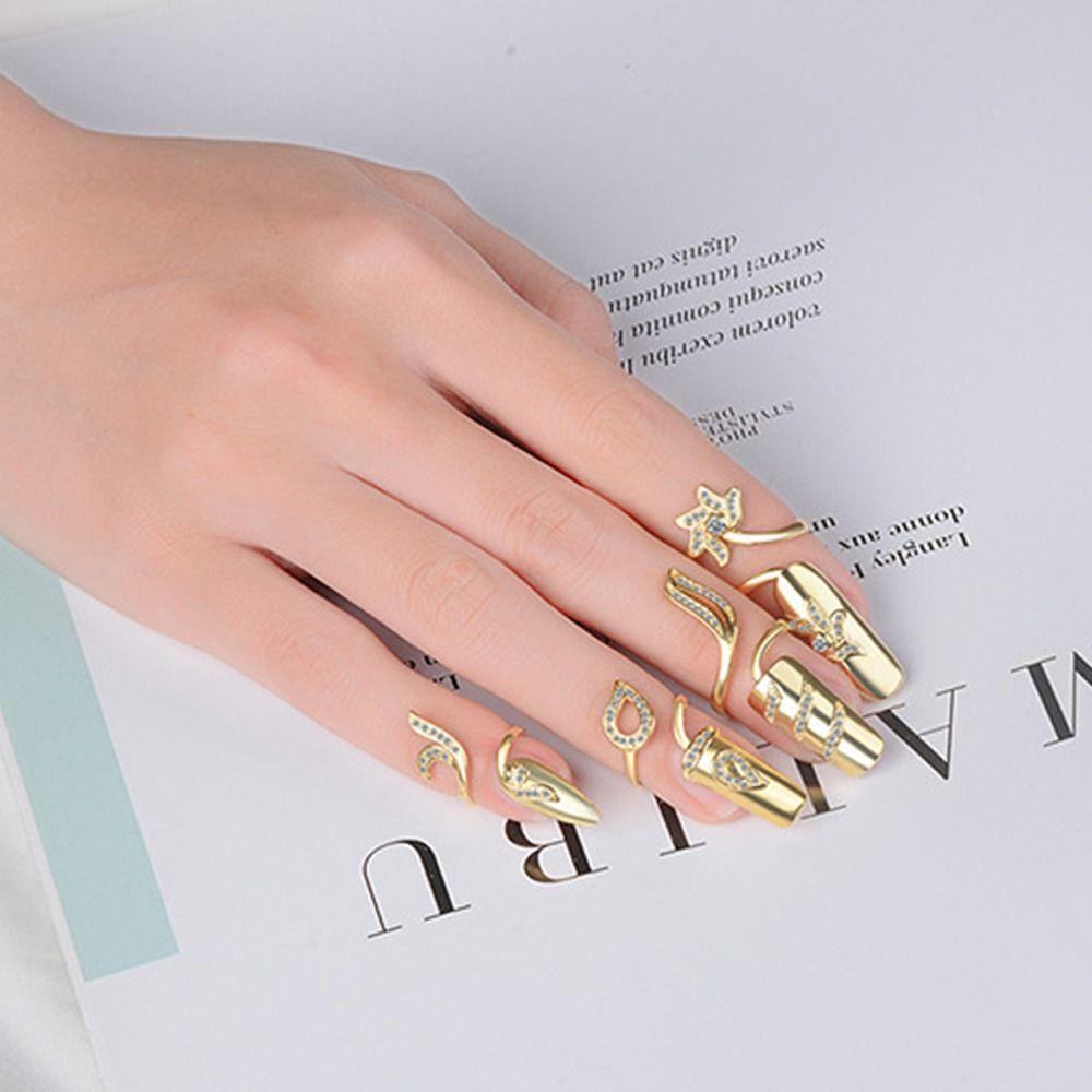 Opening Ring Girl Gift Zinc Zinc Alloy Finger Ring Fashion Jewelry Fingernail Protective Women Nail Ring