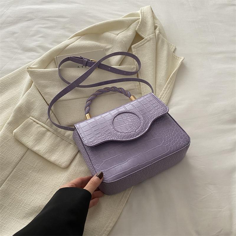 Fashionable Solid Color Bag for Women's New Winter Diamond Candy Color Hand-held One-shoulder Crossbody Bag Simple Small Square Bag