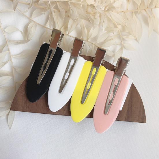 4Pcs Hair Clips Bright Color Seamless Hair Barrette Easy-wearing Decorative Ultra-light Non-slip Acrylic Women Bangs Clips Ornament