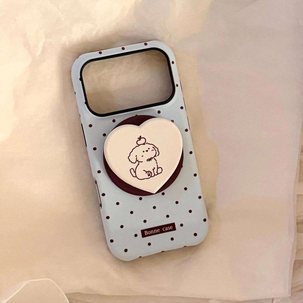 Синий чехол для iPhone 17PM в горошек с магнитной подставкой; Совместимо с iPhone 14/15 и 16.