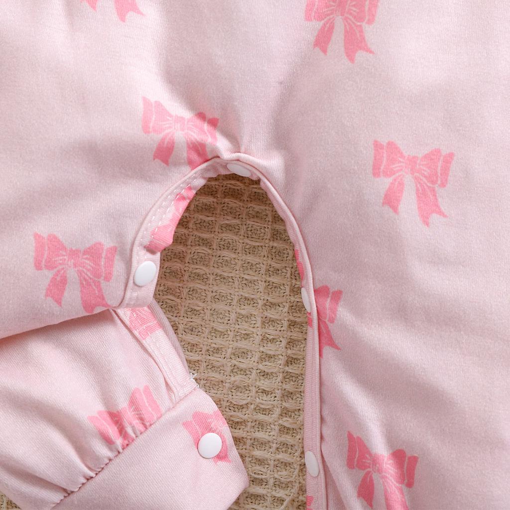 1-9 месяцев для девочек, милый комбинезон с бантом и принтом, повседневный комбинезон с длинными рукавами