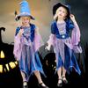 Halloween Party Costumes Dress Girls Kids Cosplay Carnival Witch Costume Pumpkin Bag Hat Wand