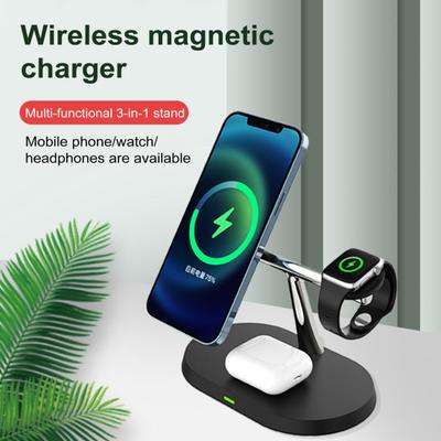 Магнитная подставка для беспроводного зарядного устройства для iPhone 15/14/13 Pro Max для Apple Watch Ultra/SE/9 для AirPods Pro 3-в-1 зарядная станция