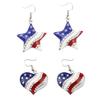 Chic American Flag Heart Star Shaped Rhinestone Ear Hook Earrings Women Jewelry