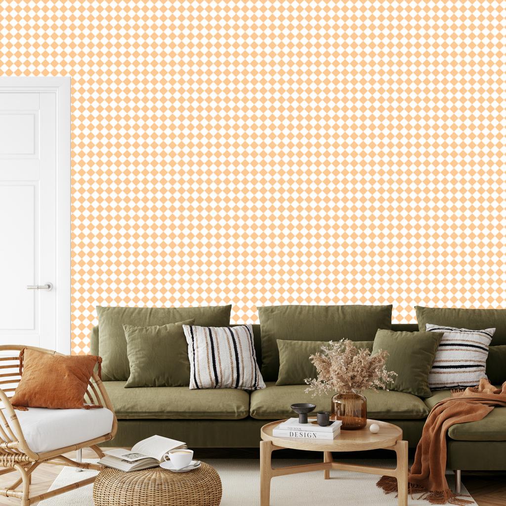 Geometric rhombus wallpaper cream and white, cream background 50x1000