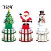 Handmade Wood Christmas Props Wooden Money Holder Stand, Santa Snowman Tree Cash Stand Clip Display, Festive Holiday Tabletop Ornament for Party Decor