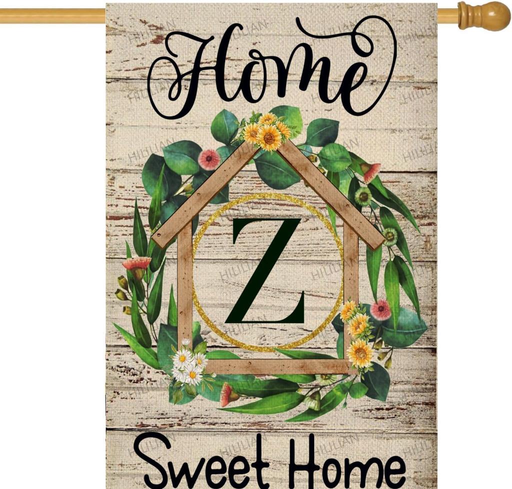Spring Monogram Letter Z Garden ag Vertical Double Sided, oral Home Sweet Home ag for Yard Spring Summer Bu