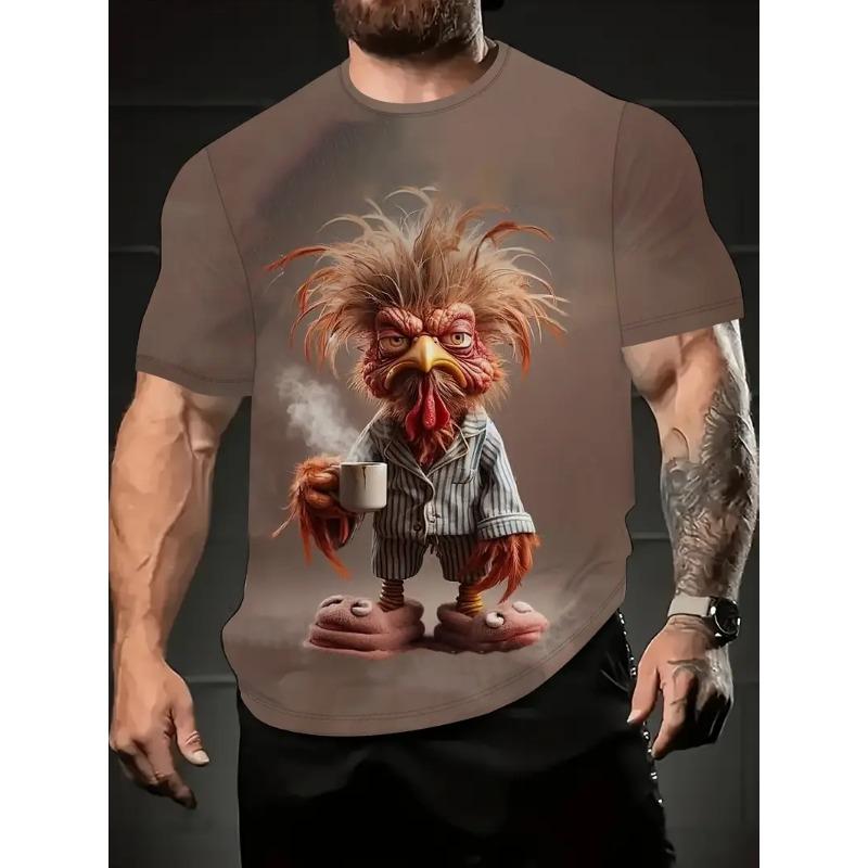 Мужская повседневная футболка с круглым вырезом и 3D-принтом, легкая и удобная для ношения летом, модная и стильная, универсальная футболка с мультяшным рисунком