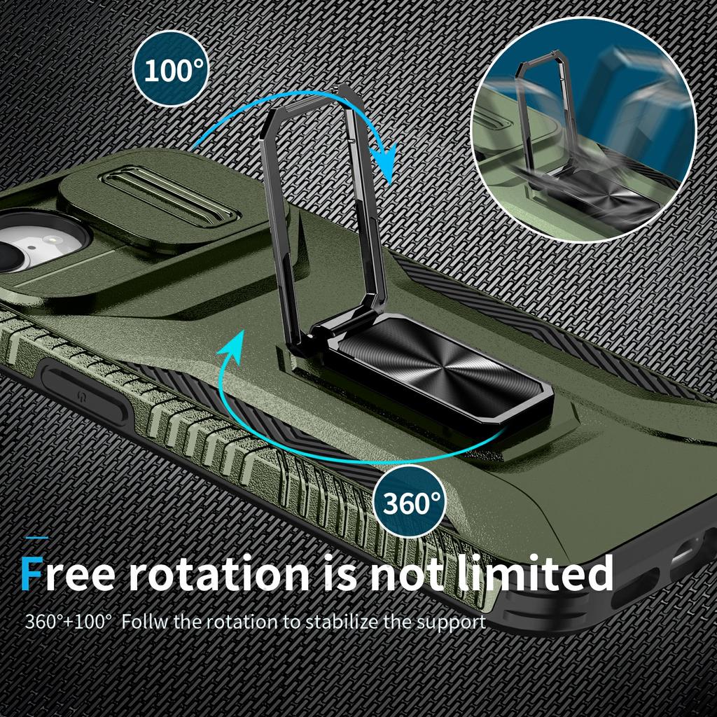 For iPhone 16e Case Camshield Kickstand TPU+PC Anti-Slip Phone Cover
