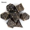 7 Pcs Yellow Fish Scale Metal Dice Solid Metal Polyhedral Dice Set Suitable for Role-Playing RPG  Board Game Card Game